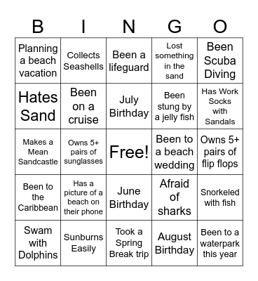 Island Theme Icebreaker Bingo Card
