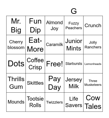 Candy Bingo Card