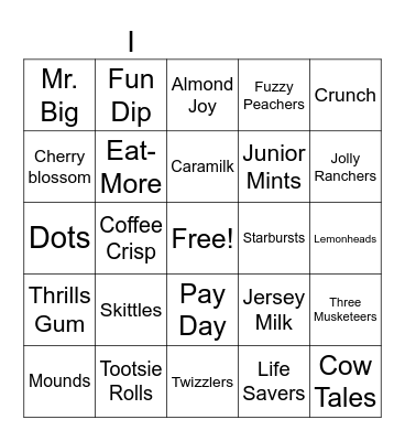 Candy Bingo Card