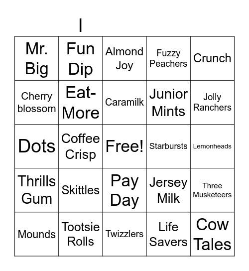 Candy Bingo Card