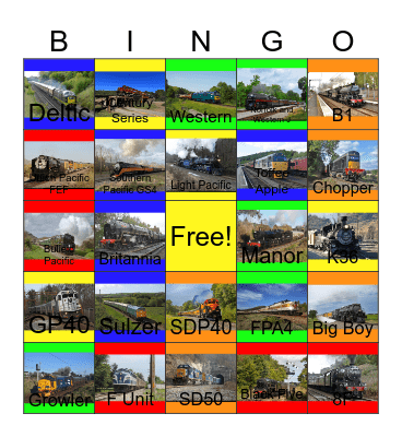 I love Passenger Trains Bingo Card