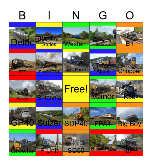 I love Passenger Trains Bingo Card