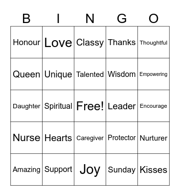 Mother’s Day Bingo Card