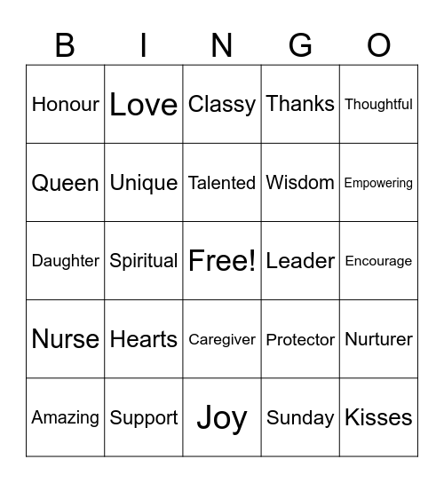 Mother’s Day Bingo Card