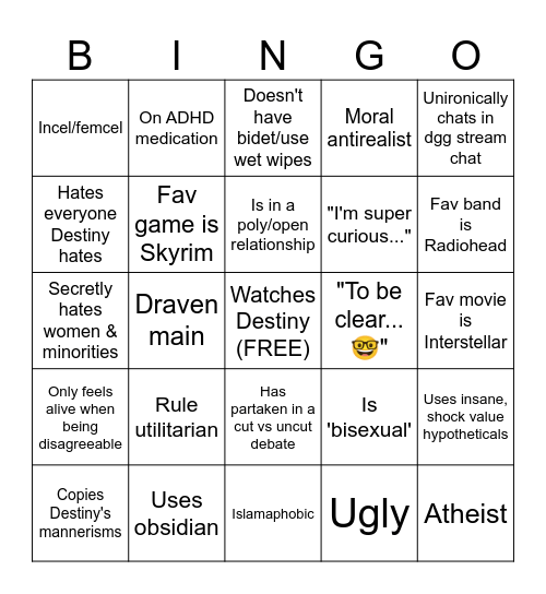 DGG (gay) BINGO Card