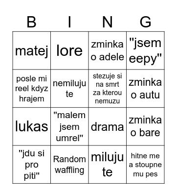 tibik Bingo Card