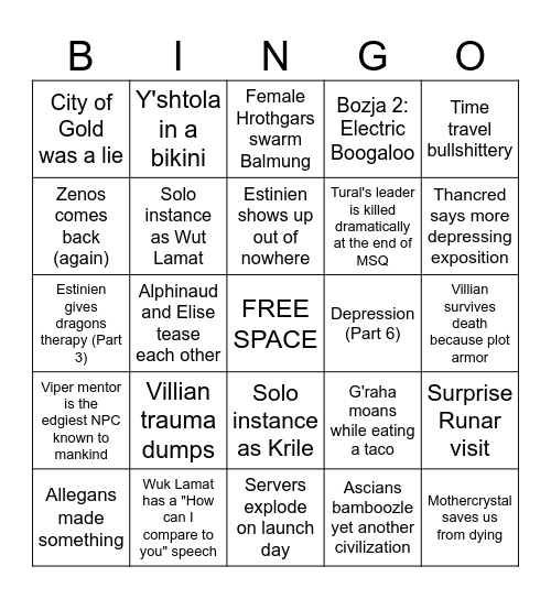 Dawntrail Bingo Card Bingo Card