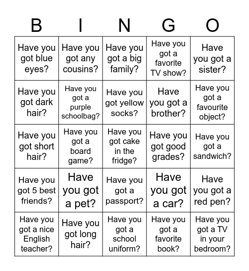 Have Got Bingo Card
