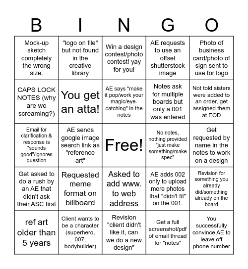 CAP Bingo Card