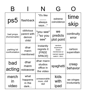 Dhar Mann Bingo v4 Bingo Card