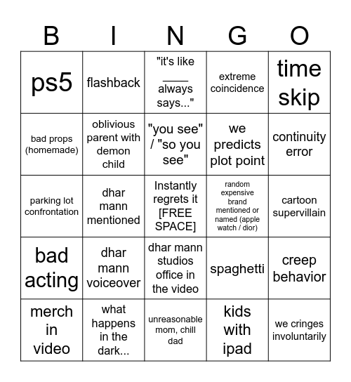 Dhar Mann Bingo v4 Bingo Card