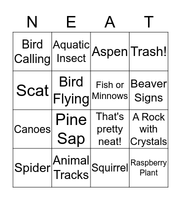 Neature Bingo Card