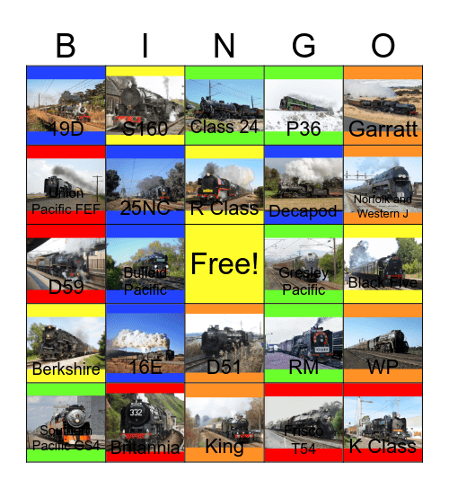 I love Steam Trains around the World Bingo Card