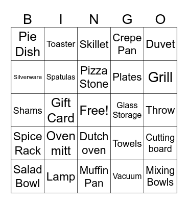 Madi's Bridal Shower Bingo Card
