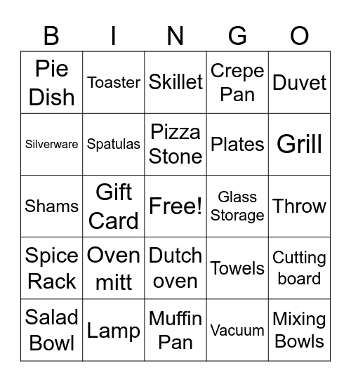 Madi's Bridal Shower Bingo Card