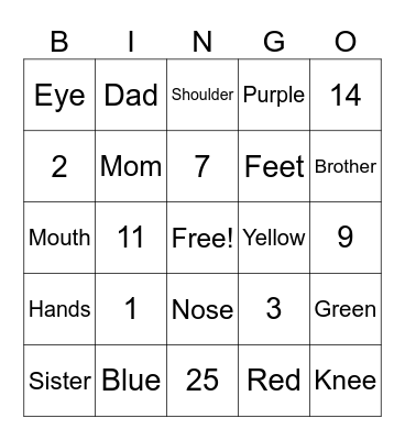 Chinese Class Bingo Card