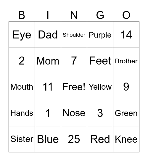 Chinese Class Bingo Card