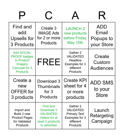 Team James L EFA BINGO Card