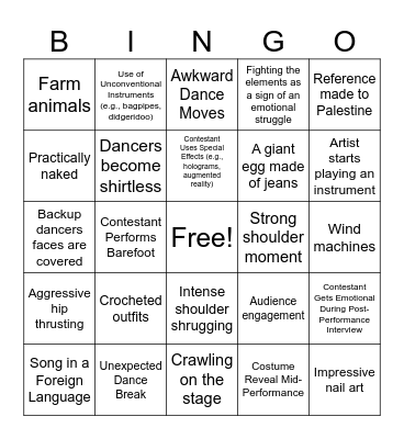 Eurovision 2024 Bingo! Bingo Card