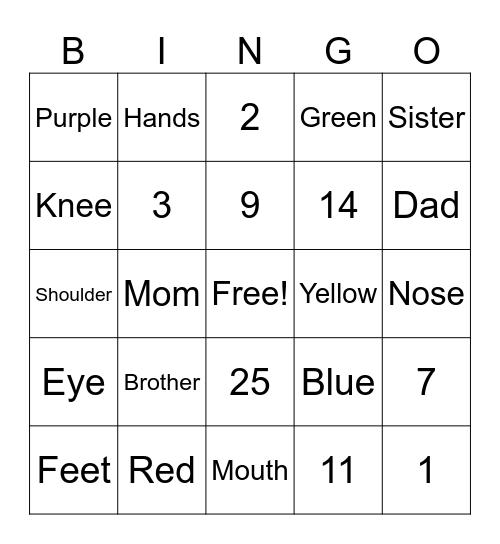 Chinese Bingo Card