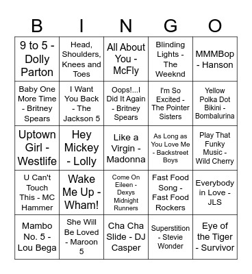 Rock n Roll BINGO! Bingo Card