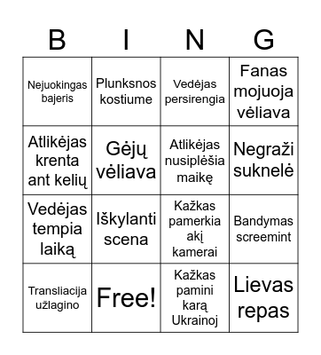 Eurovizija 2024 Bingo Card