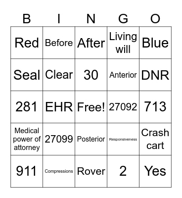 Emergency Preparedness Bingo Card