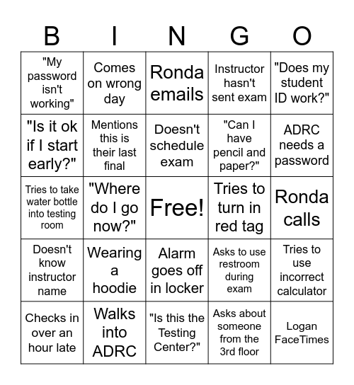 FinalsTie Bingo Card