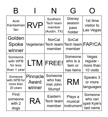 Networking Bingo Group #1 Bingo Card