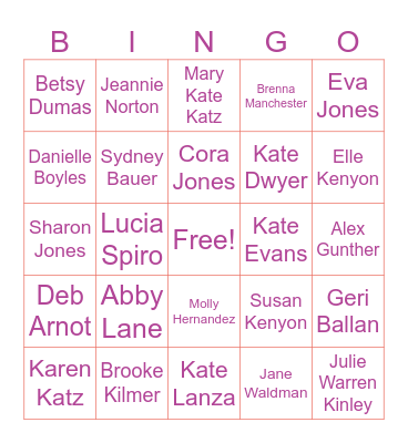 Bridal Bingo Card