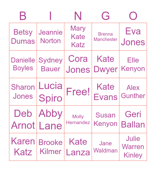 Bridal Bingo Card