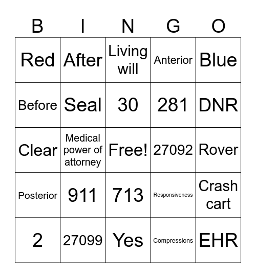 Emergency Preparedness Bingo Card