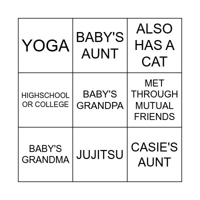 BABY SHOWER BINGO Card