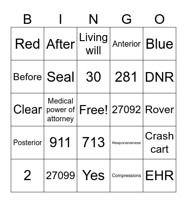Emergency Preparedness Bingo Card