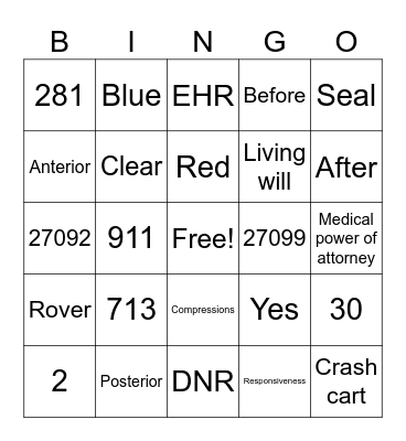 Emergency Preparedness Bingo Card
