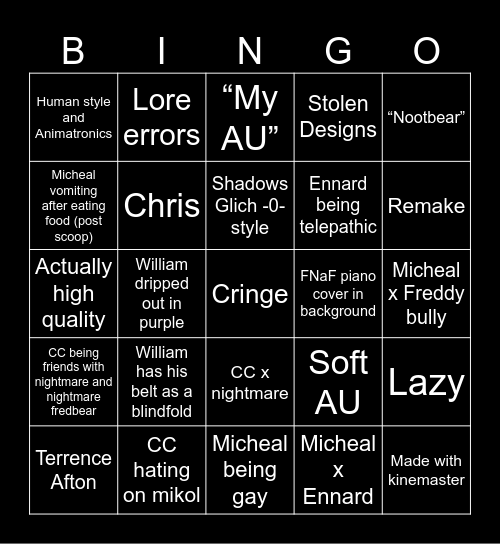 FNaF Gacha Bingo Card