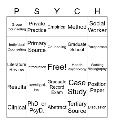 Careers & Writing Midterm Bingo Card