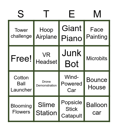 STEM Night Bingo Card