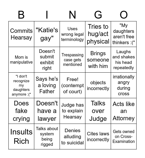 Bryan Bingo Card