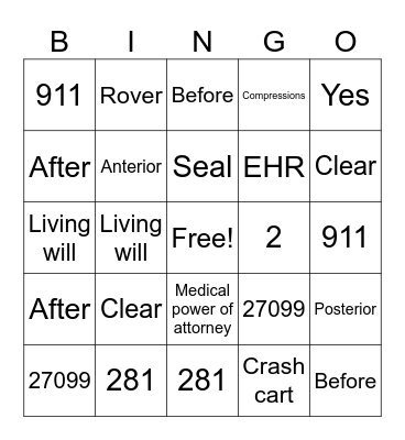 Emergency Preparedness Bingo Card