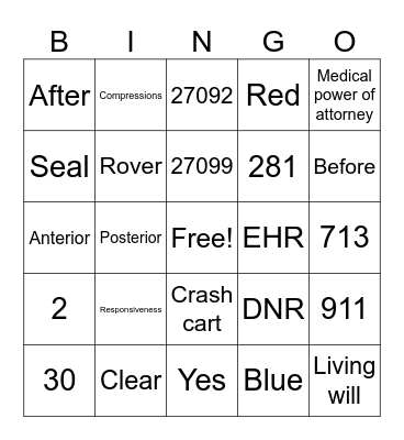 Emergency Preparedness Bingo Card