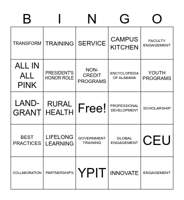 OUTREACH Bingo Card