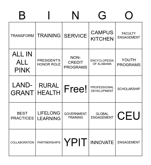 OUTREACH Bingo Card