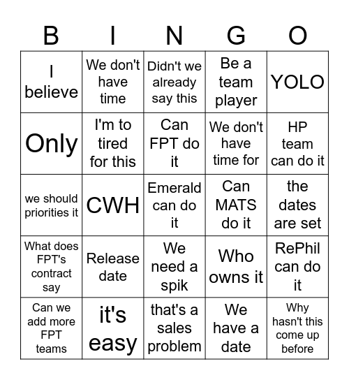 MA Workshop Bingo Card