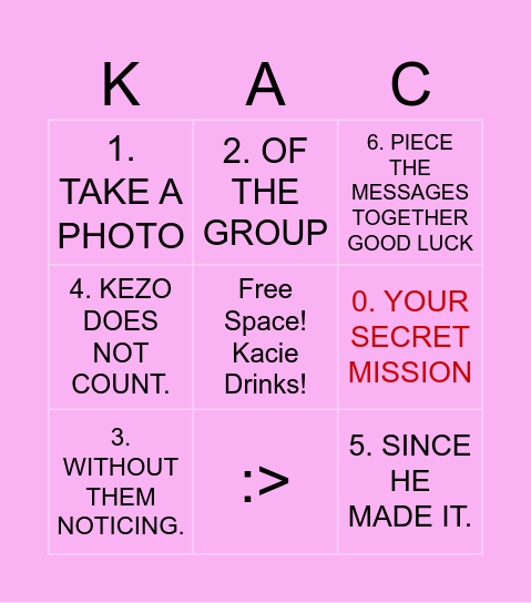 Kacingo Bingo Card