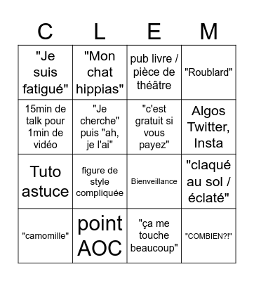 08/05 BINGO DINGO CLEMO EXTENDED Bingo Card