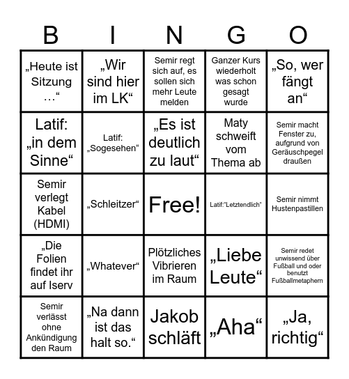 GE Semir Bingo Card