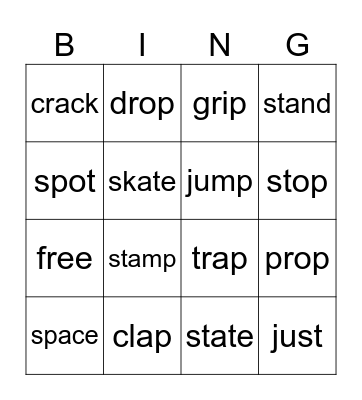 Blends Bingo Card