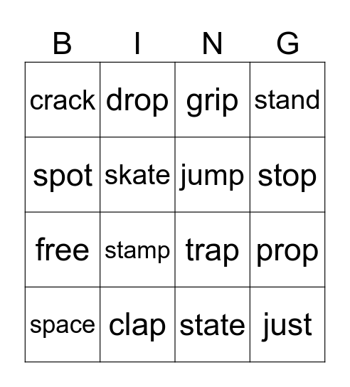 Blends Bingo Card