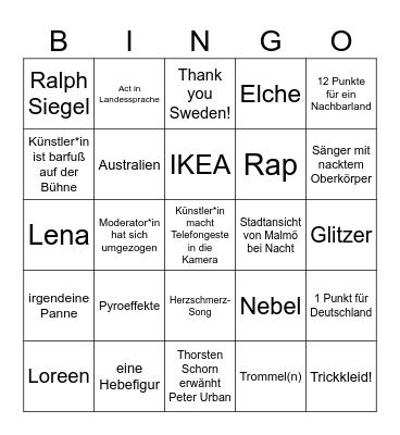 ESC 2024 Bingo Card